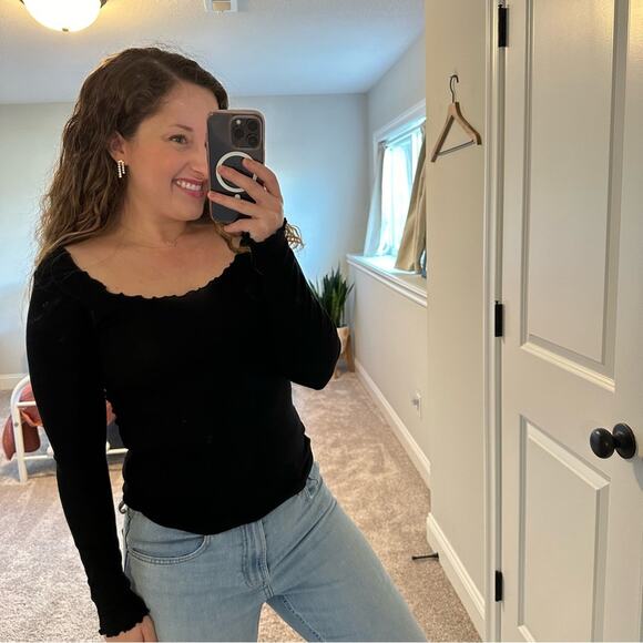 Almina Concept Black Ribbed Top Medium - Picture 3 of 11